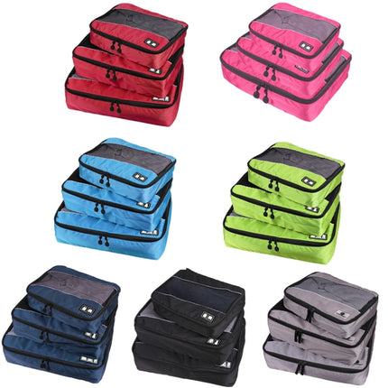 3 PCS / Sets Multi-function Football Texture 210D Polyester Waterproof Travel Clothes Underwear Storage Bag(Magenta)-garmade.com