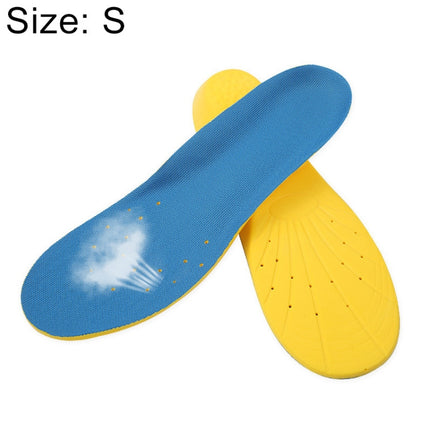 1 Pair PU Breathable Soft Sports Shock-absorbing Insole Sweat-absorbent Foot Pad Elastic Shoe Insert, Size: S(2-5 Yards)(Blue)-garmade.com
