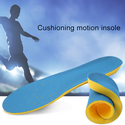 1 Pair PU Breathable Soft Sports Shock-absorbing Insole Sweat-absorbent Foot Pad Elastic Shoe Insert, Size: L(8-12 Yards)(Blue)-garmade.com