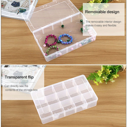 Removable Grid Compartment Plastic Box Organizerfor Jewelry Earring Fishing Hook Small Accessories, Size: Large, 15 Slots-garmade.com