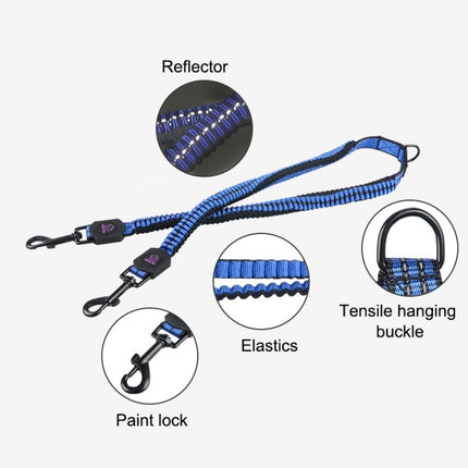 Pet Telescopic Buffer Double Traction Rope Nylon Reflective Braided Rope, Small, Length: 70cm, Random Color Delivery-garmade.com