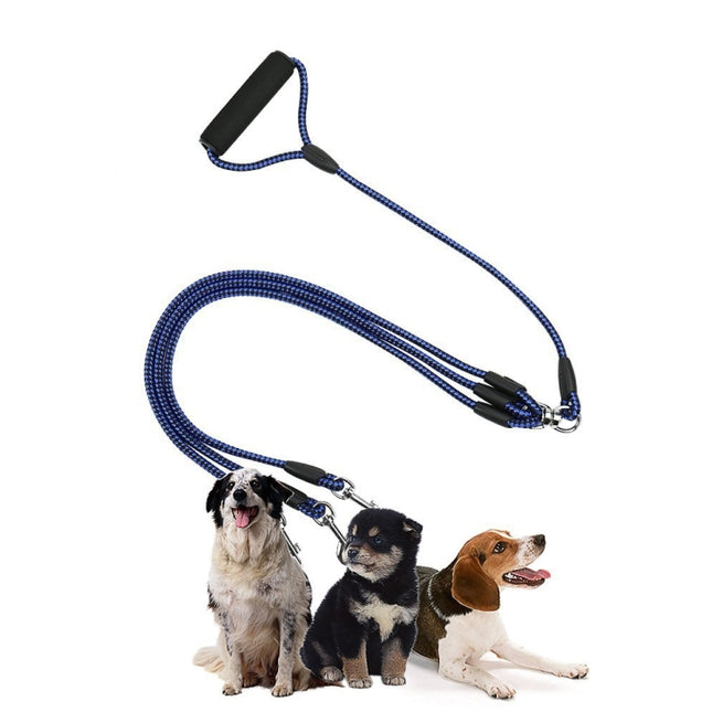 Pet Dog Nylon 3 in 1 Traction Rope Pet Walking Leads With Handle, Length: 124cm(Blue)-garmade.com