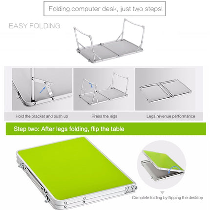 Plastic Mat Adjustable Portable Laptop Table Folding Stand Computer Reading Desk Bed Tray (Sapphire Blue)-garmade.com