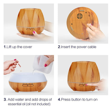 Diamond Wood Grain Remote Control Ultrasonic Humidifier Aromatherapy Machine Automatic Alcohol Sprayer with LED Lights, Capacity: 400mL, US Plug (Light Wood Color)-garmade.com