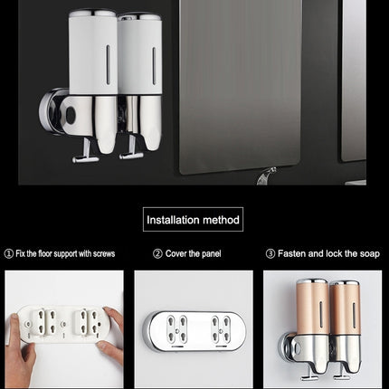 Dual Hotel Shower Manual Dispenser Wall Mounted Washing Liquid Shampoo Soap Bottle, Capacity: 1000ml(Stainless Steel)-garmade.com
