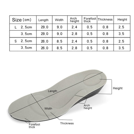 2 Pairs 2.5cm PU Breathable Sport Height Increase Insoles, Size: L-garmade.com