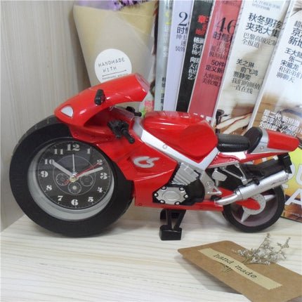 Creative Artistic Motorcycle Alarm Clock Desk Clock Model for Household Shelf Decorations (Red)-garmade.com