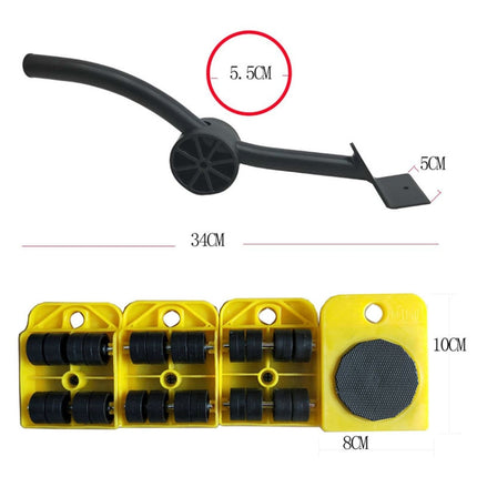 A3 Steel / Plastic Crowbar Plastic Mover Thick Weight Moving Tool Convenient And Practical Combination(Yellow)-garmade.com