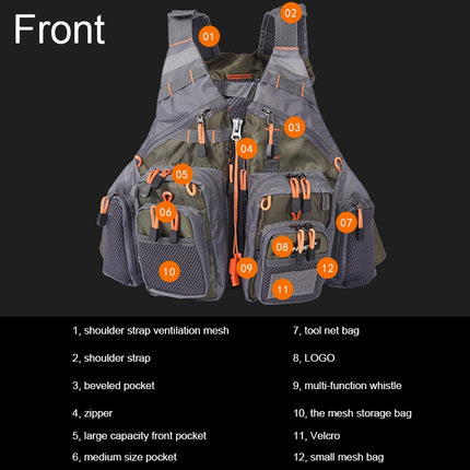 MANNER Outdoor Multifunctional Fishing Life Vest Swimming Life Jacket (Army Green)-garmade.com