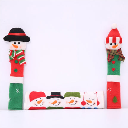 3 in 1 Christmas Style Cloth Fridge Microwave Oven Door Handle Cover Set, Size: 23*14cm-garmade.com