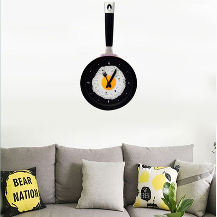 Fried Egg Pan Shape Creative Living Room Decorative Wall Clock (Red)-garmade.com