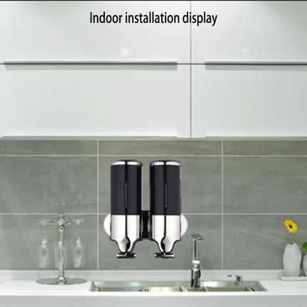 Triple Hotel Shower Manual Dispenser Wall Mounted Washing Liquid Shampoo Soap Bottle, Capacity: 1200ml(Black)-garmade.com