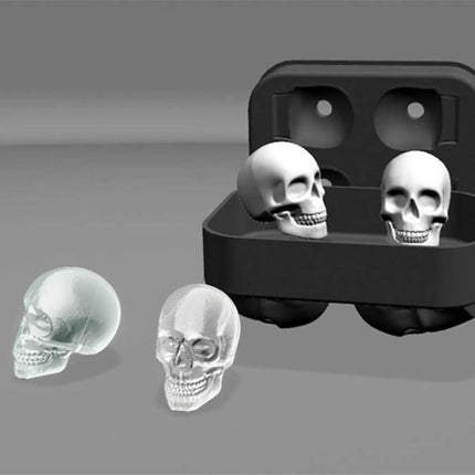 Halloween 3D Skull Head Ice Cube Mold Home Bar Silicone 4 Lattice Ice Cube Biscuit Cake Chocolate Maker Moulds-garmade.com