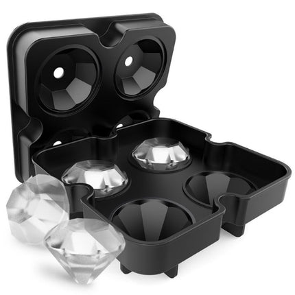 New 4 Cavity Diamond Shape 3D Ice Cube Mold Maker Bar Party Silicone Trays Chocolate Mold Kitchen Tool-garmade.com