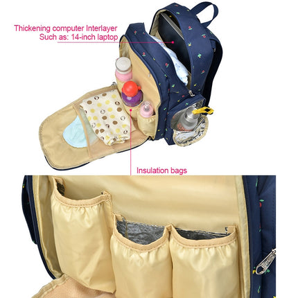 Fashion Travel Multifunctional Mother Shoulder Bag Maternity Mummy Nappy Backpack, Size: 18*30*43cm (Black Flower)-garmade.com