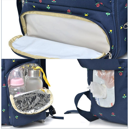 Fashion Travel Multifunctional Mother Shoulder Bag Maternity Mummy Nappy Backpack, Size: 18*30*43cm (Dark Blue Flower)-garmade.com
