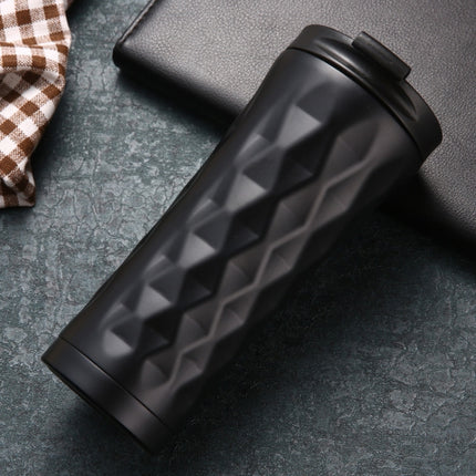 500ml Irregular Double Layer 304 Stainless Steel Thermos Cup (Black)-garmade.com