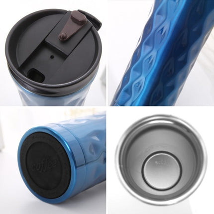 500ml Irregular Double Layer 304 Stainless Steel Thermos Cup (Dark Blue)-garmade.com