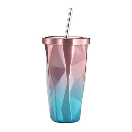 500ml Irregular Double Layer 304 Stainless Steel Sippy Cup (Pink)-garmade.com