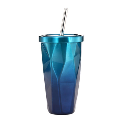 500ml Irregular Double Layer 304 Stainless Steel Sippy Cup (Blue)-garmade.com