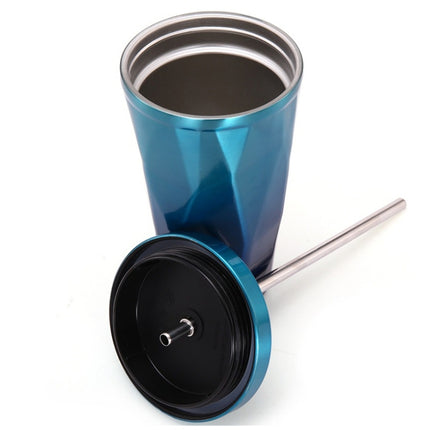 500ml Irregular Double Layer 304 Stainless Steel Sippy Cup (Blue)-garmade.com