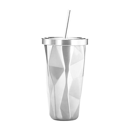 500ml Irregular Double Layer 304 Stainless Steel Sippy Cup (White)-garmade.com