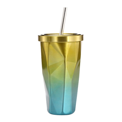 500ml Irregular Double Layer 304 Stainless Steel Sippy Cup (Yellow)-garmade.com