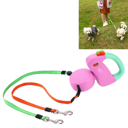 Two-headed Creative Automatic Retractable Pet Traction Rope (Pink)-garmade.com