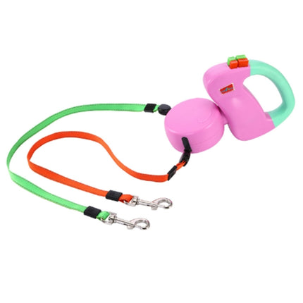 Two-headed Creative Automatic Retractable Pet Traction Rope (Pink)-garmade.com