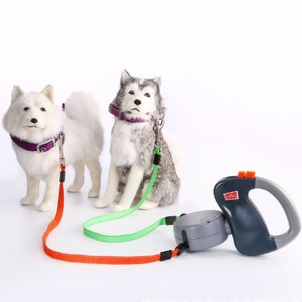 Two-headed Creative Automatic Retractable Pet Traction Rope (Grey)-garmade.com