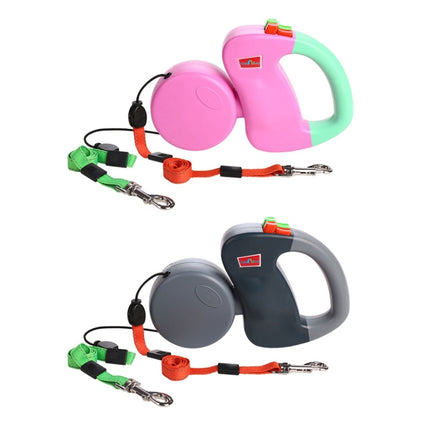 Two-headed Creative Automatic Retractable Pet Traction Rope (Grey)-garmade.com