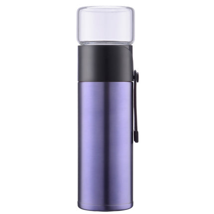 400ml 304 Stainless Steel Glass Cover Thermos Cup (Purple)-garmade.com