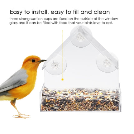 Creative Plastic Transparent Adsorption House Type Bird Feeder-garmade.com