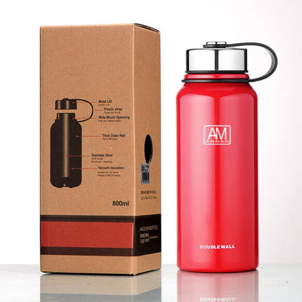 800ml Outdoor Vacuum Stainless Steel Heat Insulation Cup Portable Large Capacity Sports Bottle(Green)-garmade.com