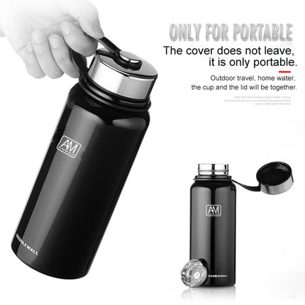 610ml Outdoor Vacuum Stainless Steel Heat Insulation Cup Portable Large Capacity Sports Bottle(Silver)-garmade.com