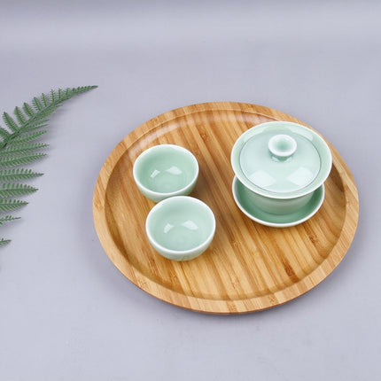 Household Creative Simple Round Bamboo Tea Tray Mini Tea Table, Diameter: 20cm-garmade.com