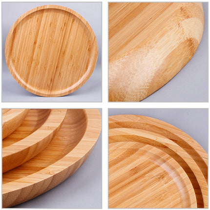 Household Creative Simple Round Bamboo Tea Tray Mini Tea Table, Diameter: 30cm-garmade.com