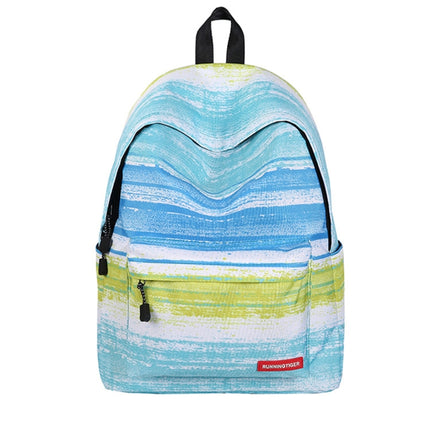 Green Stripe Pattern Print Travel Backpack School Shoulders Bag for Girls, Size: 40cm x 30cm x 17cm-garmade.com