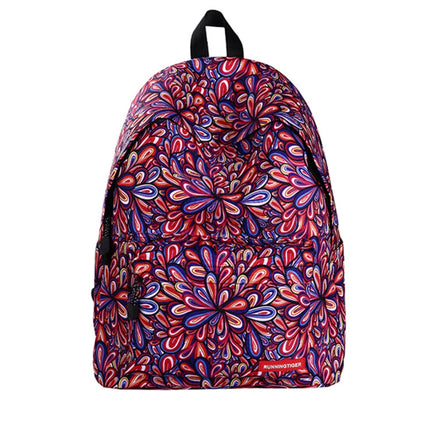 Colorful Flowers Pattern Print Travel Backpack School Shoulders Bag for Girls, Size: 40cm x 30cm x 17cm-garmade.com