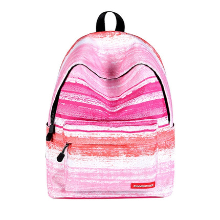 Pink Stripe Pattern Print Travel Backpack School Shoulders Bag for Girls, Size: 40cm x 30cm x 17cm-garmade.com