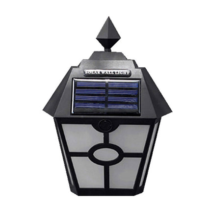 Solar Retro Hexagonal LED Wall Lamp Outdoor Light Sensor Control Landscape Light (Black)-garmade.com
