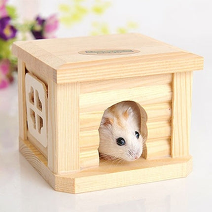 Pet Flat Roof Wooden House Hut Pets Cage for Small Animal Rabbit Hamster-garmade.com