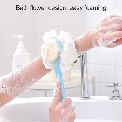 2 In 1 Multi-function Soft Hair Long Handle Bath Ball Body Brush (Pink)-garmade.com