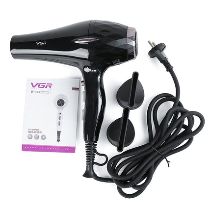 VGR V-413 2200W Negative Ion Hair Dryers with 6 Gear Adjustment, Plug Type: EU Plug (Black)-garmade.com