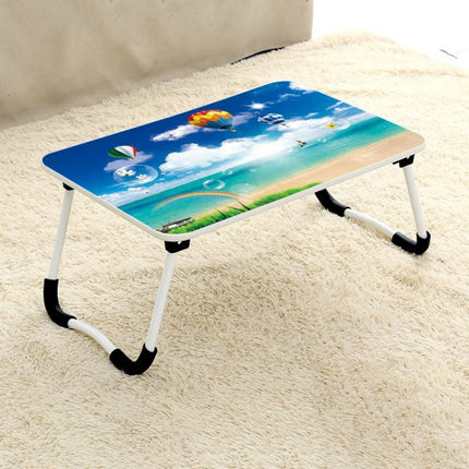 W-shaped Non-slip Legs Square Pattern Adjustable Folding Portable Laptop Desk without Card Slot (Blue)-garmade.com