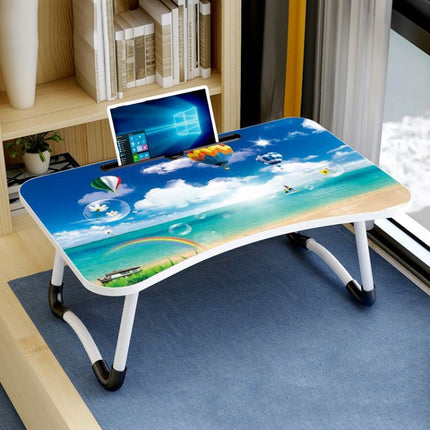 W-shaped Non-slip Legs Pattern Adjustable Folding Portable Laptop Desk with Card Slot (Blue)-garmade.com