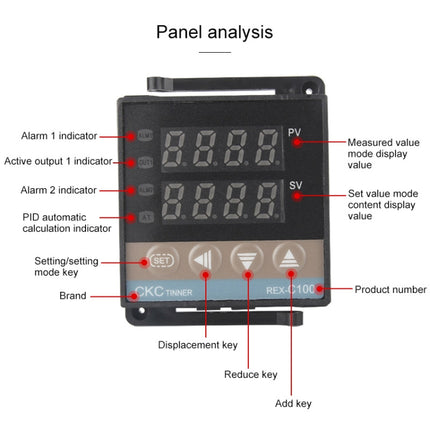 REX-C100 Thermostat + Thermocouple + SSR-10 DA Solid State Module Intelligent Temperature Control Kit-garmade.com
