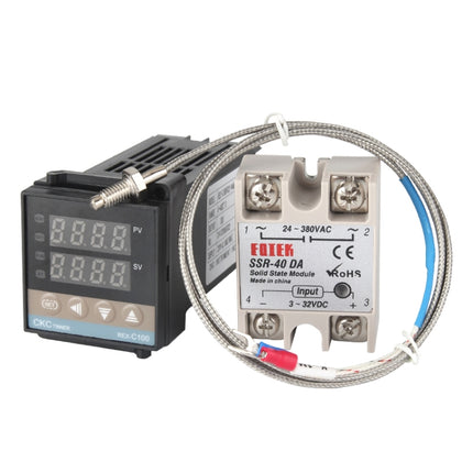 REX-C100 Thermostat + Thermocouple + SSR-40 DA Solid State Module Intelligent Temperature Control Kit-garmade.com