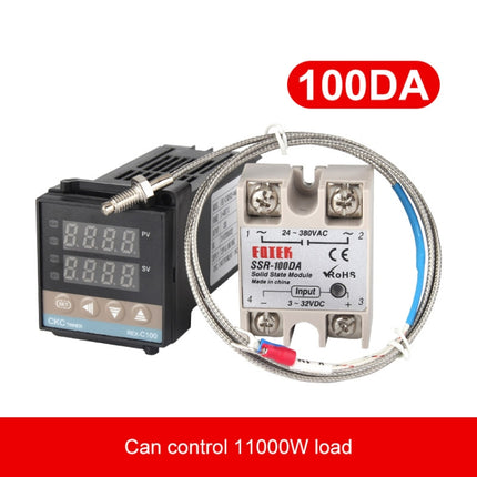 REX-C100 Thermostat + Thermocouple + SSR-100 DA Solid State Module Intelligent Temperature Control Kit-garmade.com