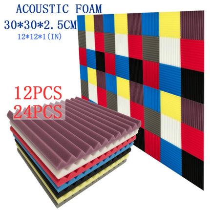 12 PCS Recording Studio Drum Room Acoustic Foam, Random Color Delivery-garmade.com